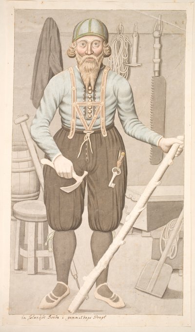 Eski Moda Kostümlü İzlandalı Bir Çiftçi by Olavius