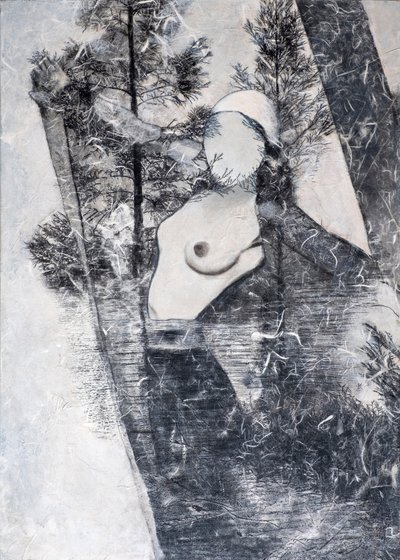 Maschera bianca, 2024 (tuval üzerine karışık teknik) by Olivia Gozzano