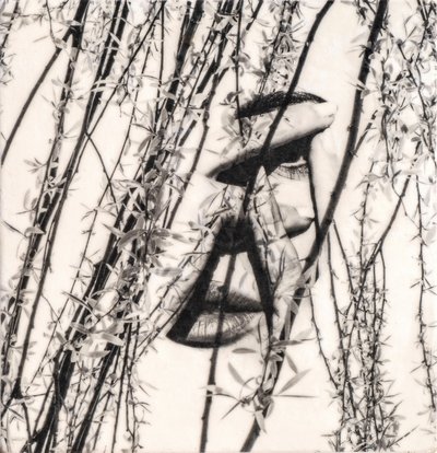 Maura, 2022 (ahşap üzerine balmumu fototransfer) by Olivia Gozzano