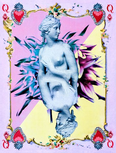 Queen of Hearts, 2019 (tuval üzerine karışık teknik) by Olivia Gozzano