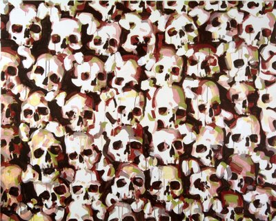 Valais kafatasları, 2015 (tuval üzerine akrilik) by Olivier Morel