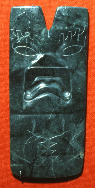 Jaguar yüzlü Hacha, Klasik öncesi dönem (yeşim taşı) by Olmec