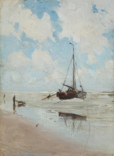 Sahilde balıkçı teknesi by Olof Jernberg