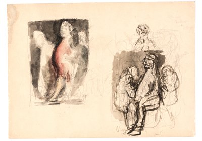 Çeşitli eskizler, i.a. "Diogenes" için renkli eskiz by Oluf Hartmann