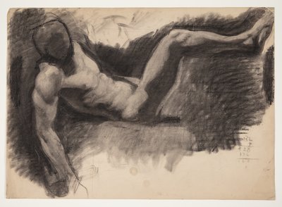 Kollarını uzatmış oturan erkek model by Oluf Hartmann