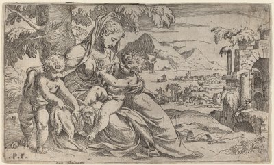 Vaftizci Yahya ile Madonna ve Çocuk by Orazio Farinati after Paolo Farinati