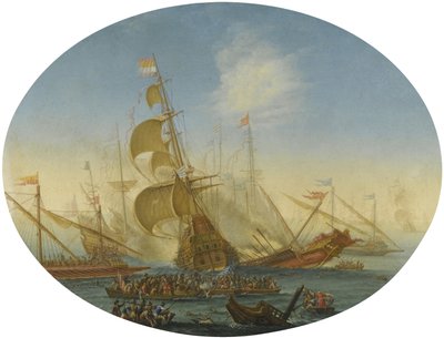 Türkler ve Hıristiyanlar arasında bir deniz savaşı by Orazio Grevenbroeck