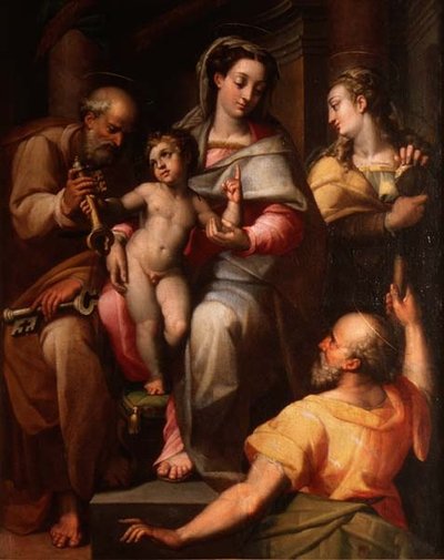 Aziz Petrus ve Aziz Mary Magdalene ile Kutsal Aile by Orazio Samacchini