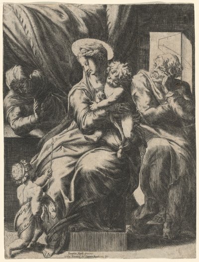 Aziz Elizabeth ve Genç Vaftizci Yahya ile Kutsal Aile by Orazio de Santis, after Pompeo Cesura
