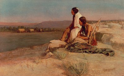 Vagon Trenini İzlemek (tuval üzerine yağlıboya) by Oscar Edward Berninghaus