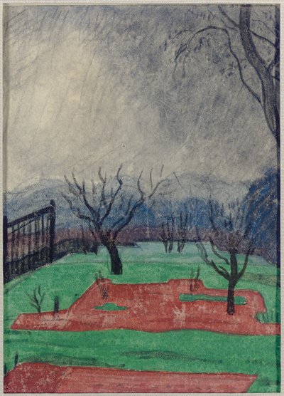 Gün Batımında Tarla (kağıt üzerinde w/c ve pastel boya) by Oscar Florianus Bluemner