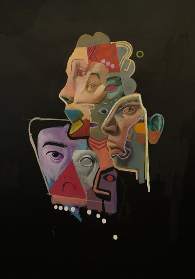 Castel of Colors (Düşünce Adası), 2024-25 (keten üzerine yağlıboya ve akrilik) by Oscar Nin