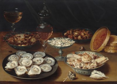 İstiridye, Meyve ve Şaraplı Yemekler, c. 16201625. by Osias Beert the Elder