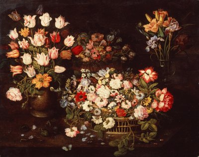 Çeşitli Çiçeklerle Dört Vazo (panelde yağlı boya) by Osias the Elder Beert