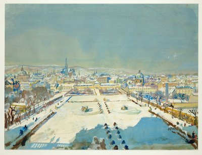 Belvedere bahçelerinde kış (suluboya ve vücut boyası) by Oskar Laske