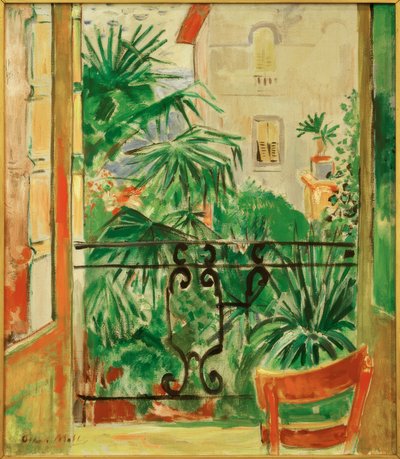 Palmiye ağaçlarının ve evin balkon manzarası, Abbazia by Oskar Moll