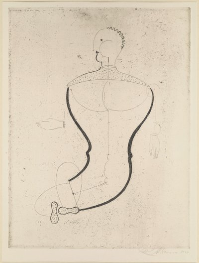 Soldaki soyut figür, 1923. by Oskar Schlemmer