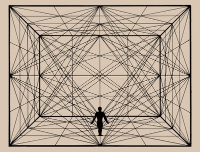 Düzlem Geometri ve Mekansal Tanımlamalarla Uzayda Figür, 1924-1925. by Oskar Schlemmer
