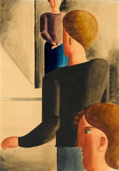 Oda Basit Hareketinde Üç Figür, 1928. by Oskar Schlemmer