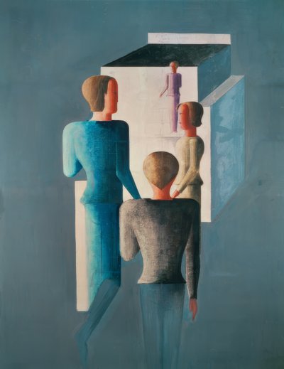 Dört rakam ve bir küp by Oskar Schlemmer