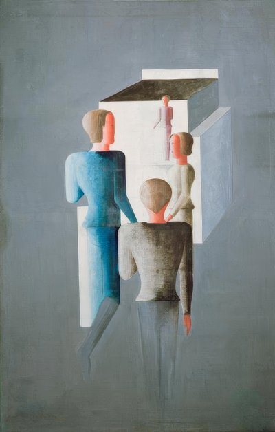 Dört rakam ve bir küp by Oskar Schlemmer