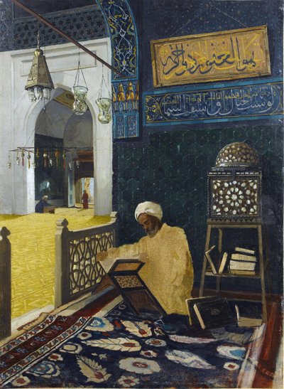 Quran reciting - Peinture de Osman Hamdi Bey by Osman Hamdi Bey