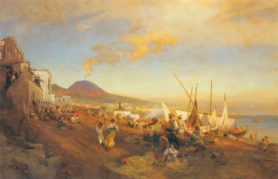 Almanca: Napoli sahilinde by Oswald Achenbach