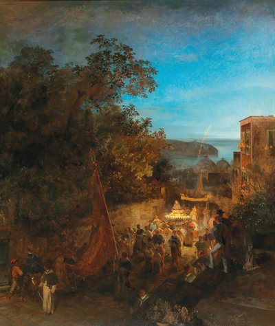 Ischia - Aziz Anne Bayramı, Casamicciola by Oswald Achenbach