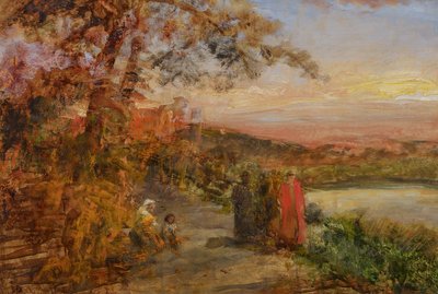 Albano Gölü üzerindeki Oswald Achenbach Kardinalleri by Oswald Achenbach