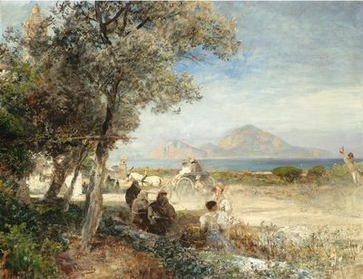 Napoli Körfezi manzarası by Oswald Achenbach