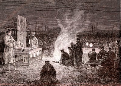Çin'in Sou-Tcheou kentinde cenaze töreni. 1874 (gravür) by Oswaldo Tofani