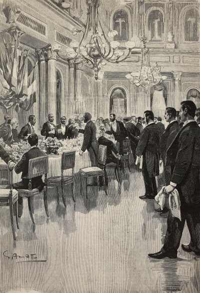 Birlikte kadeh kaldıran İtalyan diplomatlar, Paris, Fransa, Gennaro Amato