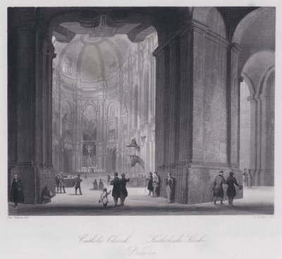 Katolik Kilisesi, Dresden (gravür) by Otto (after) Wagner