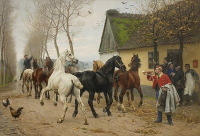Bir Hanın Dışındaki Bir At Dizisi by Otto Bache