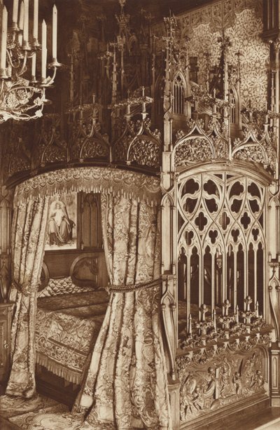Bavyera Kings-Castle Neuschwanstein, Yatak Odasının Gotik Yatağı by Otto Ballerstedt