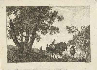 Eşekler ve gezginler ile manzara by Otto Baron Howen