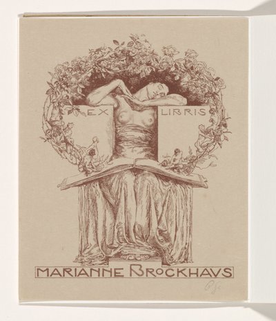 Marianne Brockhaus tarafından ekslibris by Otto Greiner (signed by artist)