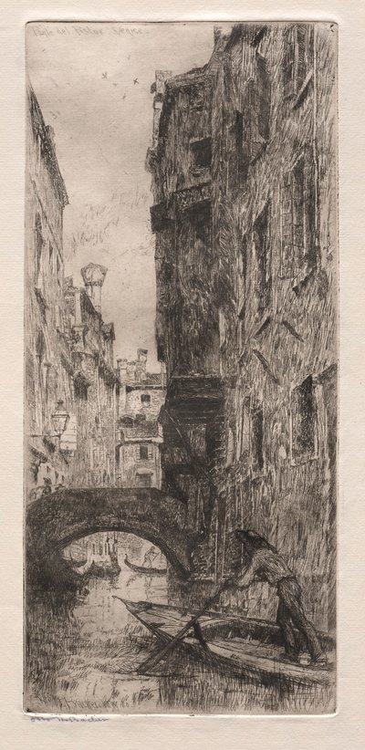 Venedik Gravürleri: Ponte del Pistor, Venedik, 1880. by Otto H. Bacher