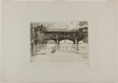 Ponte Vecchio, tahrip plaka by Otto Henry Bacher