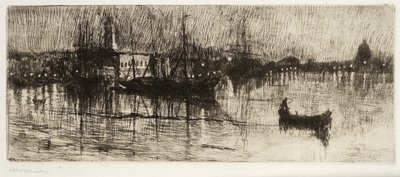 Yağmurlu Gece, c.1880-82 (aşındırma ve kuru nokta) by Otto Henry Bacher