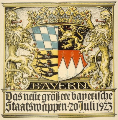 Yeni daha büyük Bavyera ulusal arması, 20 Temmuz 1923 by Otto Hupp