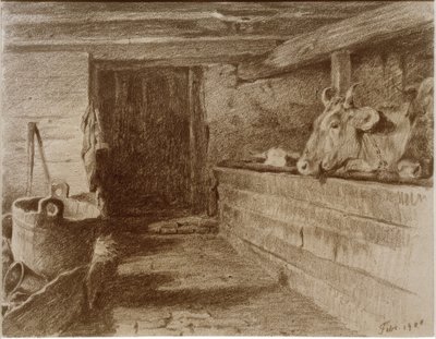 Bir inek ahırının içi by Otto Keitel