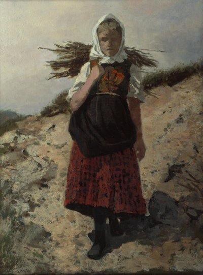 Yakacak odun toplandı (tuval üzerine yağlı boya) by Otto Ludvig Sinding