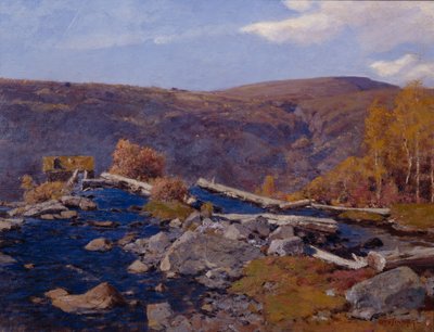 Nehir ile dağ manzarası (tuval üzerine yağlı boya) by Otto Ludvig Sinding