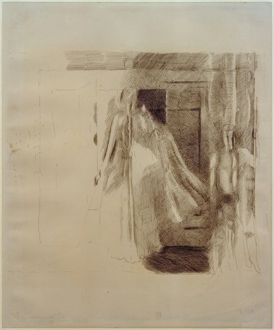Kadın ve erkek bir gardırop önünde by Otto Meyer Amden