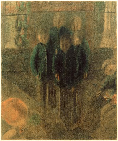 İlahi kitaplarla ayakta duran beş erkek by Otto Meyer Amden