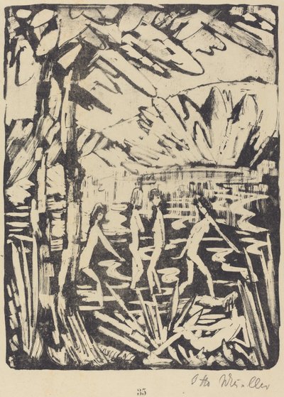 Orman Göletinde Beş Kız (Funf Madchen am Waldteich) by Otto Müller