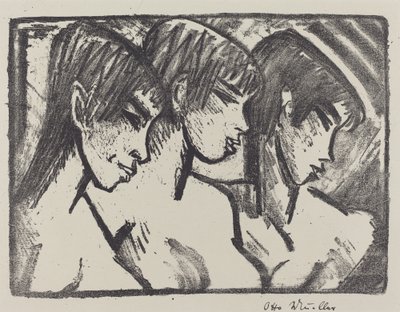 Profildeki Üç Kız by Otto Müller
