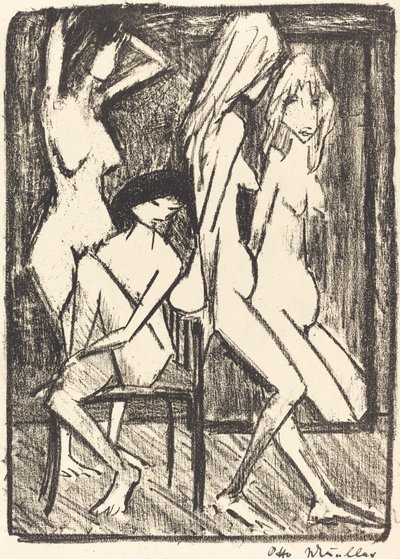 Aynanın Önünde Üç Kız by Otto Müller