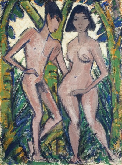 Adem ve Havva, 1913-22 civarı (kendir üzerine kireç suyu rengi) by Otto Muller or Mueller